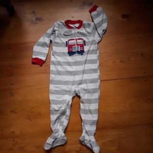 Carter's Firetruck Fleece Zip up Footy PJs